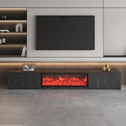 180 cm Electric Fireplace Wood Storage TV Stand with Remote Control for TVs Up to 180 cm - thumbnail 2