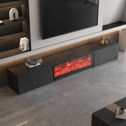 180 cm Electric Fireplace Wood Storage TV Stand with Remote Control for TVs Up to 180 cm - thumbnail 3