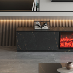 180 cm Electric Fireplace Wood Storage TV Stand with Remote Control for TVs Up to 180 cm - thumbnail 8