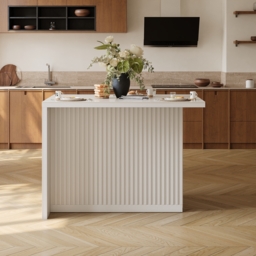 Modern 127 cm Glossy Sintered Stone Kitchen Island with Storage, White - thumbnail 5