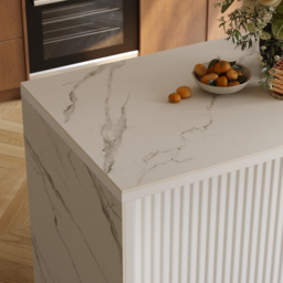 Modern 127 cm Glossy Sintered Stone Kitchen Island with Storage, White - thumbnail 9