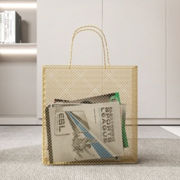 480mm Gold Modern Metal Magazine Rack with Handle for Bedroom in Metal - thumbnail 6