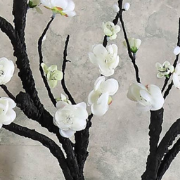 Antique Bronze Deer Head Wall Decor White Cherry Blossom Artificial Flower Arrangement - thumbnail 6