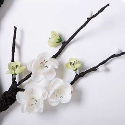 Antique Bronze Deer Head Wall Decor White Cherry Blossom Artificial Flower Arrangement - thumbnail 7