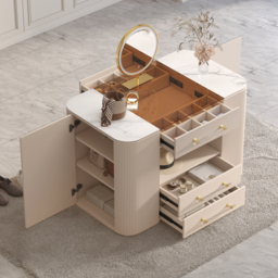 120 cm Tempered Glass Top Closet Island with Mirror & Jewellery Storage Dresser Vanity - thumbnail 5