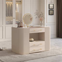 120 cm Tempered Glass Top Closet Island with Mirror & Jewellery Storage Dresser Vanity - thumbnail 4