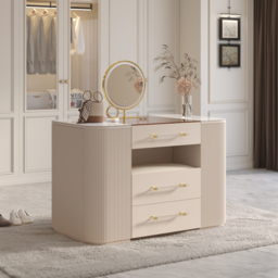 120 cm Tempered Glass Top Closet Island with Mirror & Jewellery Storage Dresser Vanity - thumbnail 3