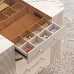 120 cm Tempered Glass Top Closet Island with Mirror & Jewellery Storage Dresser Vanity - thumbnail 8
