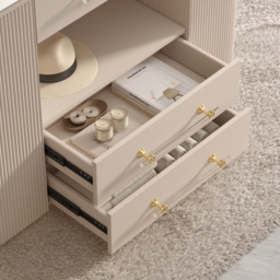120 cm Tempered Glass Top Closet Island with Mirror & Jewellery Storage Dresser Vanity - thumbnail 9