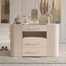 120 cm Tempered Glass Top Closet Island with Mirror & Jewellery Storage Dresser Vanity - thumbnail 2
