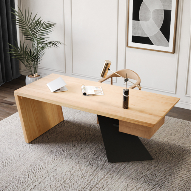 Cabstract Modern Natural Wood Office Desk Writing Desk with Drawer Computer Desk (1400mm) - image 1
