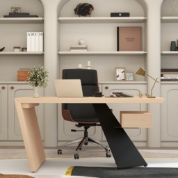 Cabstract Modern Natural Wood Office Desk Writing Desk with Drawer Computer Desk (1400mm) - thumbnail 5