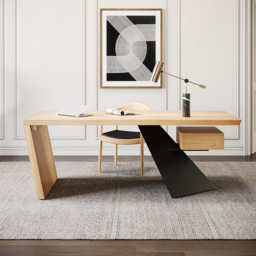Cabstract Modern Natural Wood Office Desk Writing Desk with Drawer Computer Desk (1400mm) - thumbnail 2
