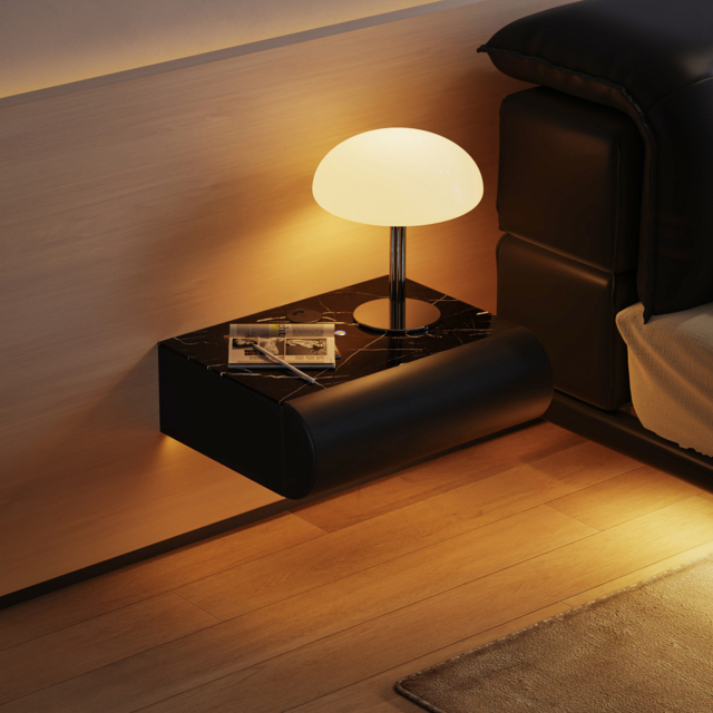 Humply Floating Leather 1-Drawer Smart LED Nightstand with Sintered Stone Top - image 1