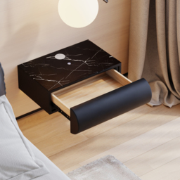 Humply Floating Leather 1-Drawer Smart LED Nightstand with Sintered Stone Top - thumbnail 2