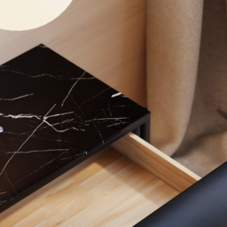 Humply Floating Leather 1-Drawer Smart LED Nightstand with Sintered Stone Top - thumbnail 8
