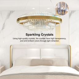 Fixedo Modern Crystal LED Chandelier & Kitchen Island Light Set - thumbnail 4