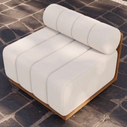 Outdoor Warm White Teak & Aluminium Swivel Lounge Chair Modern Patio Deep Seat Chair - thumbnail 2