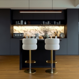 Modern 127 cm Matte Sintered Stone Kitchen Island with Storage, Black - thumbnail 2