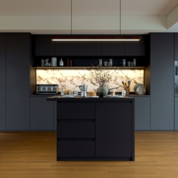 Modern 127 cm Matte Sintered Stone Kitchen Island with Storage, Black - thumbnail 7
