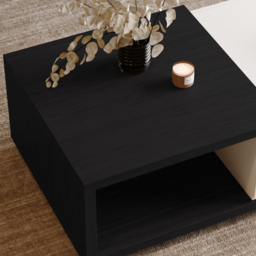 Quoint 1750mm Modern White & Black Coffee Table Retracted & Extendable with 2-Drawer - thumbnail 8