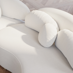 3700mm 4-Piece Curved Velvet Sectional Sofa with Ottoman & Pillows - thumbnail 9