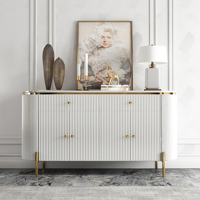 Yelly 140 cm Modern Marble Top Buffet & Sideboard Doors & Drawers & Shelves - image 1