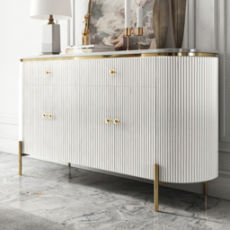 Yelly 140 cm Modern Marble Top Buffet & Sideboard Doors & Drawers & Shelves - thumbnail 5