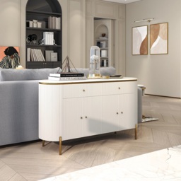 Yelly 140 cm Modern Marble Top Buffet & Sideboard Doors & Drawers & Shelves - thumbnail 7