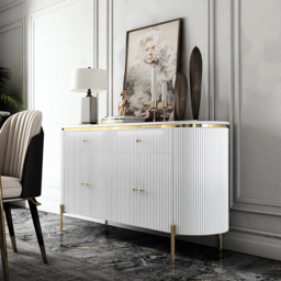 Yelly 140 cm Modern Marble Top Buffet & Sideboard Doors & Drawers & Shelves - thumbnail 2