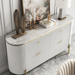 Yelly 140 cm Modern Marble Top Buffet & Sideboard Doors & Drawers & Shelves - thumbnail 6