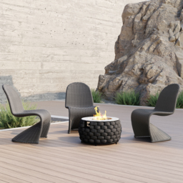 2 PCS Woven Rattan Outdoor Dining Chair Set Yard & Patio Furniture in Dark Gray with Cushion & Pillow - thumbnail 5