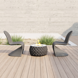 2 PCS Woven Rattan Outdoor Dining Chair Set Yard & Patio Furniture in Dark Gray with Cushion & Pillow - thumbnail 3