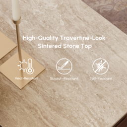 "39"" Square Lift-Top Travertine Veneer Sintered Stone Coffee Table with Storage" - thumbnail 8