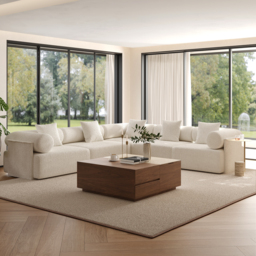 990mm Square Lift-Top Travertine Veneer Sintered Stone Coffee Table with Storage - thumbnail 4
