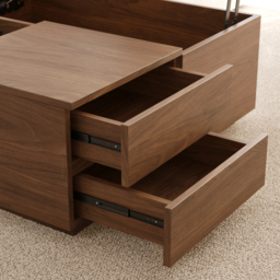 990mm Square Lift-Top Travertine Veneer Sintered Stone Coffee Table with Storage - thumbnail 8
