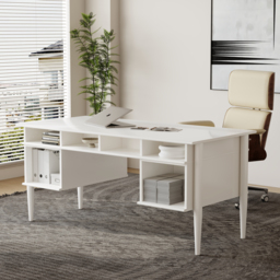 Modern Solid Wood Home Office Desk with 6 Drawers White Executive Writing Desk (1625mm) - thumbnail 4