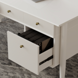Modern Solid Wood Home Office Desk with 6 Drawers White Executive Writing Desk (1625mm) - thumbnail 6