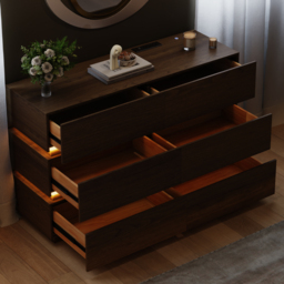Lumio 120 cm LED 6-Drawer Dresser with Charging Station - thumbnail 4