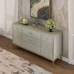 1600 mm Contemporary 9-Drawer Champagne Bedroom Dresser for Storage in Gold - thumbnail 2