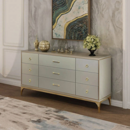 1600 mm Contemporary 9-Drawer Champagne Bedroom Dresser for Storage in Gold - thumbnail 3