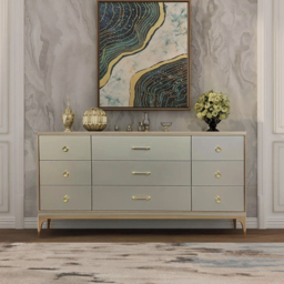 1600 mm Contemporary 9-Drawer Champagne Bedroom Dresser for Storage in Gold - thumbnail 1