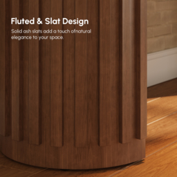 "Aura 60"" Ash Wood Fluted Walnut Console Table With Sintered Stone Top" - thumbnail 9