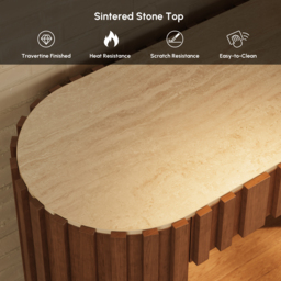 "Aura 60"" Ash Wood Fluted Walnut Console Table With Sintered Stone Top" - thumbnail 8