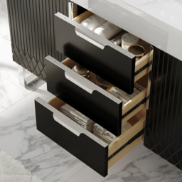 Aro Bathroom Vanity Set 1200mm Freestanding Bathroom Vanity Black with Double Sinks - thumbnail 4