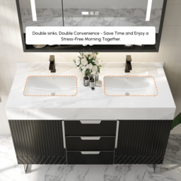Aro Bathroom Vanity Set 1200mm Freestanding Bathroom Vanity Black with Double Sinks - thumbnail 8