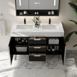 Aro Bathroom Vanity Set 1200mm Freestanding Bathroom Vanity Black with Double Sinks - thumbnail 3