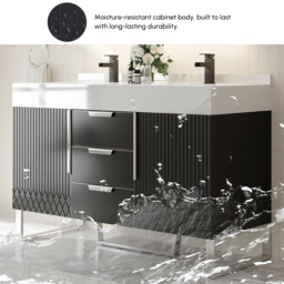 Aro Bathroom Vanity Set 1200mm Freestanding Bathroom Vanity Black with Double Sinks - thumbnail 9