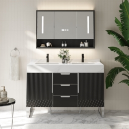 Aro Bathroom Vanity Set 1200mm Freestanding Bathroom Vanity Black with Double Sinks