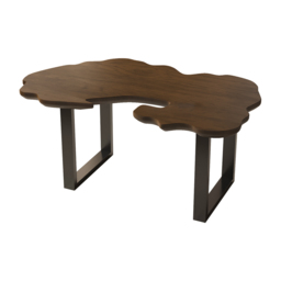 Rustic 1010mm Live-Edge Coffee Table Walnut & Black with Wooden Tabletop & Metal Base - thumbnail 6